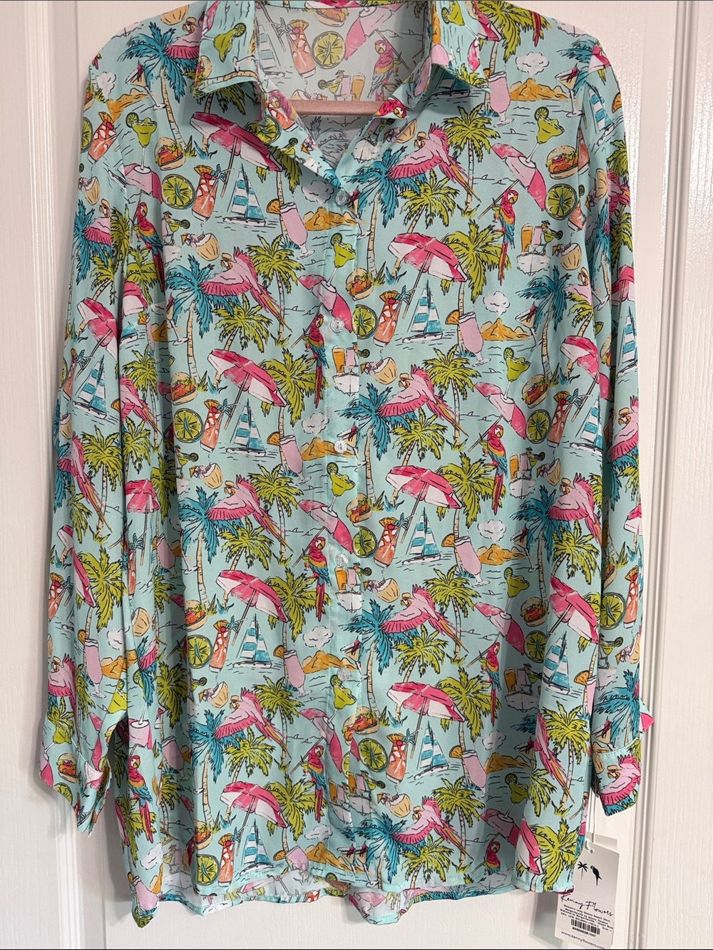 Margaritaville Resort tropical coverup Button-Up Shirt - Light Aquay